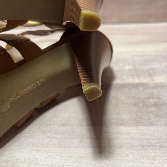 Liz Claiborne Brown Strappy Open-Toe Heels With Back Zipper Closure 7M - Picture 11 of 13